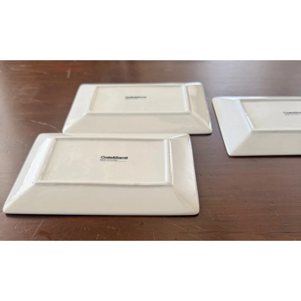 CRATE & BARREL Vegetable Seed Packet Ceramic 5x7 Appetizer Plates Set Of 3